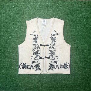 Vintage Wool Black Floral Vest